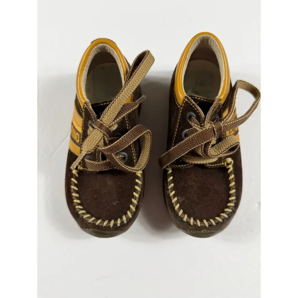 Naturino Brown Suede Leather Moc Toe Lace Up Shoes Size 6 (Eu 22)